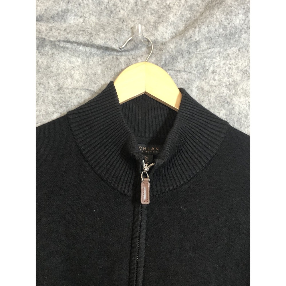 Lachlan Sweater Mens XL Black Full Zip Mock Neck Lightweight Knit Pullover w Tag
